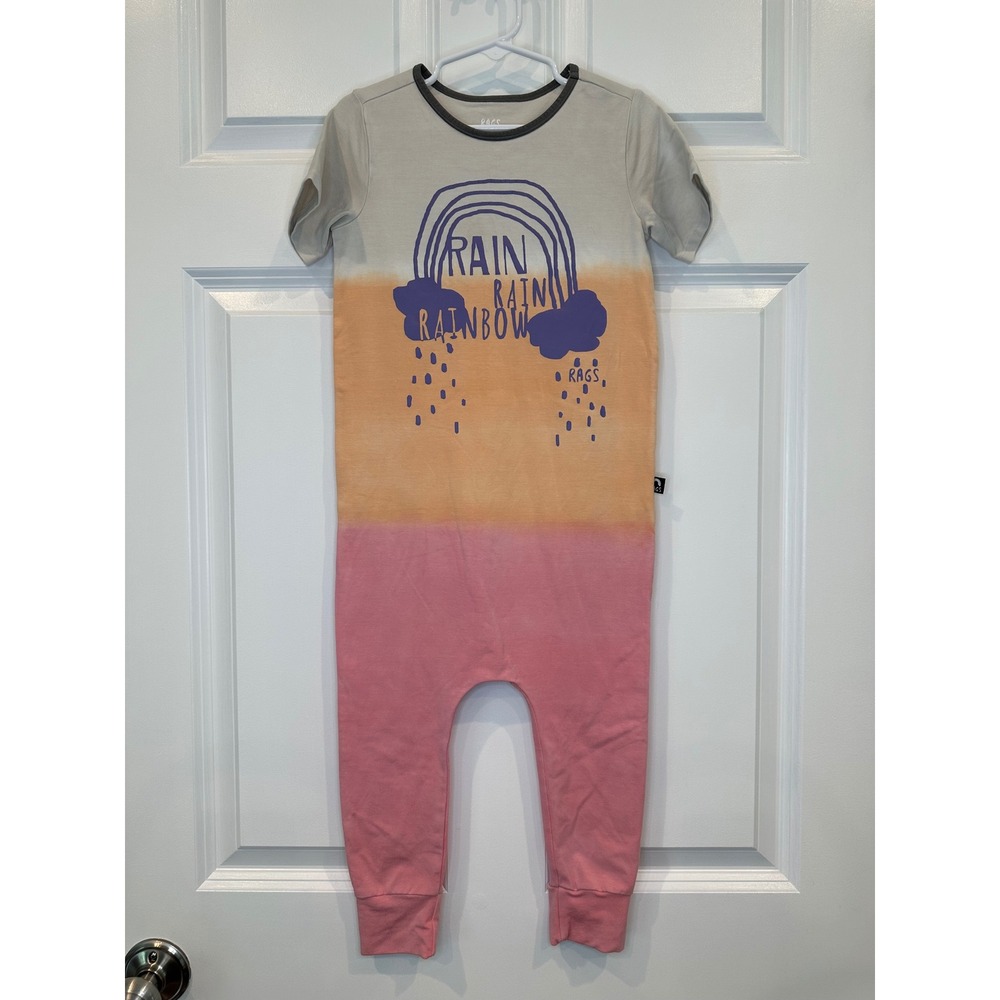Rags Kids Size 3/4 Rain Rainbow Ombre One Piece Jumpsuit Romper